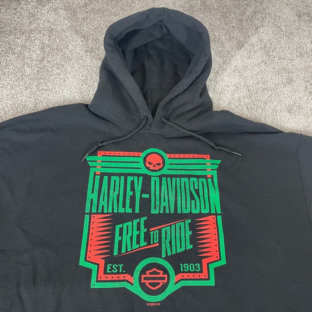 Harley Davidson Hoodie Mens Extra Large Sweatshirt Skull Beartooth Double Sided